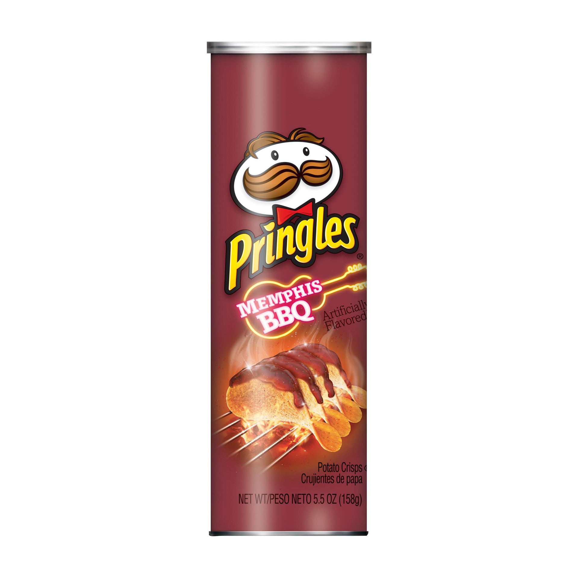 slide 1 of 5, Pringles Potato Crisps Chips, Memphis BBQ, 158g, Can, 5.5 oz