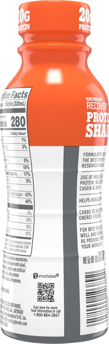 slide 5 of 6, Gatorade Recover Casein & Whey Cookies & Creme Protein Shake 11.16 oz, 11.16 oz