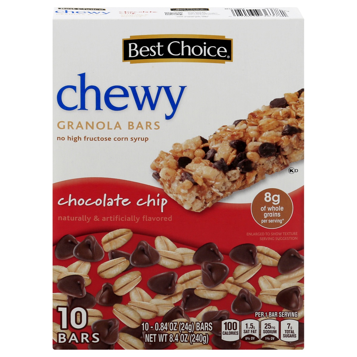 slide 1 of 1, Best Choice Chewy Chocolate Chip Granola Bars, 10 ct