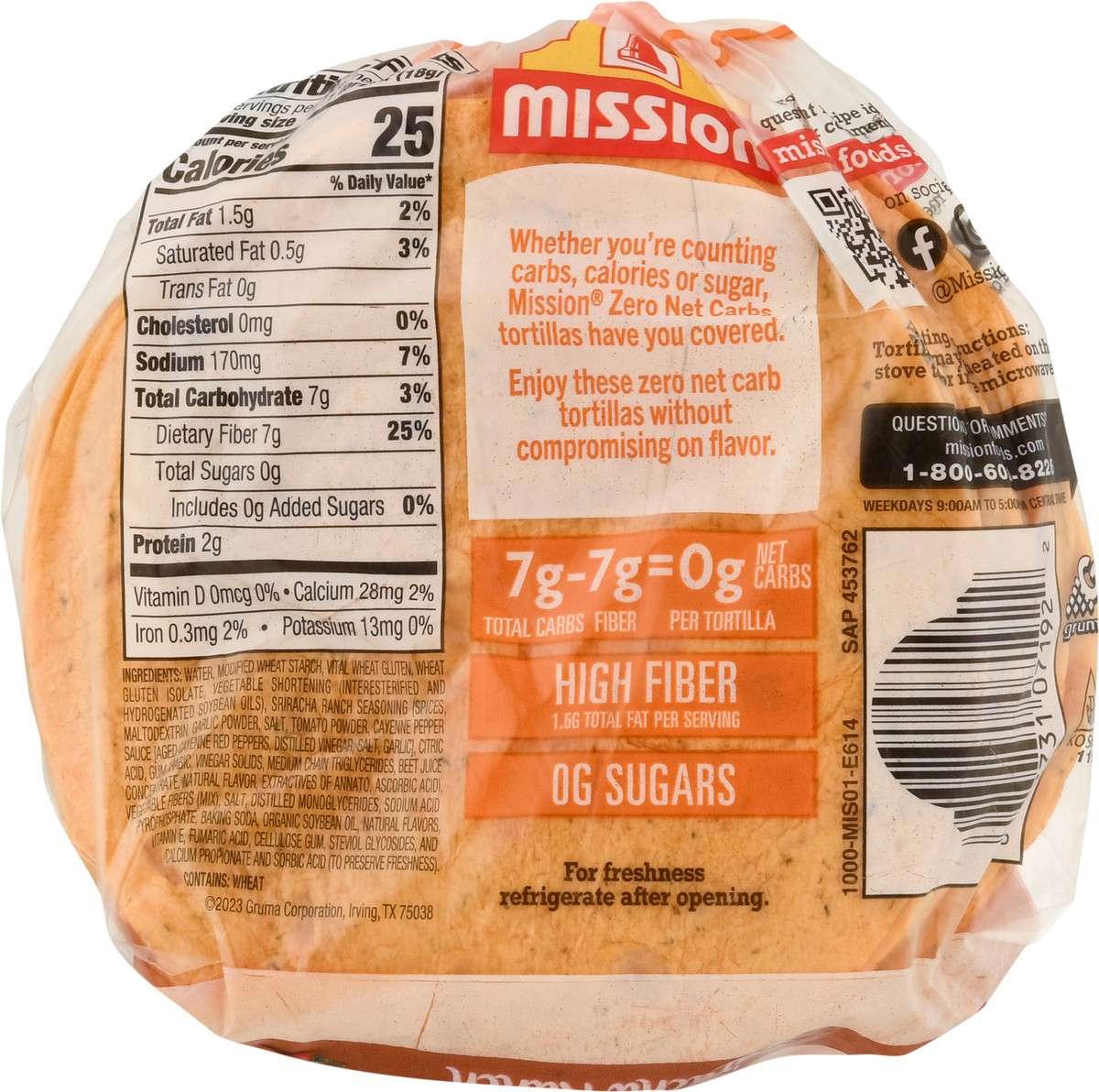 slide 12 of 14, Mission Zero Net Carbs Sriracha Ranch Tortillas 14 ea, 14 ct
