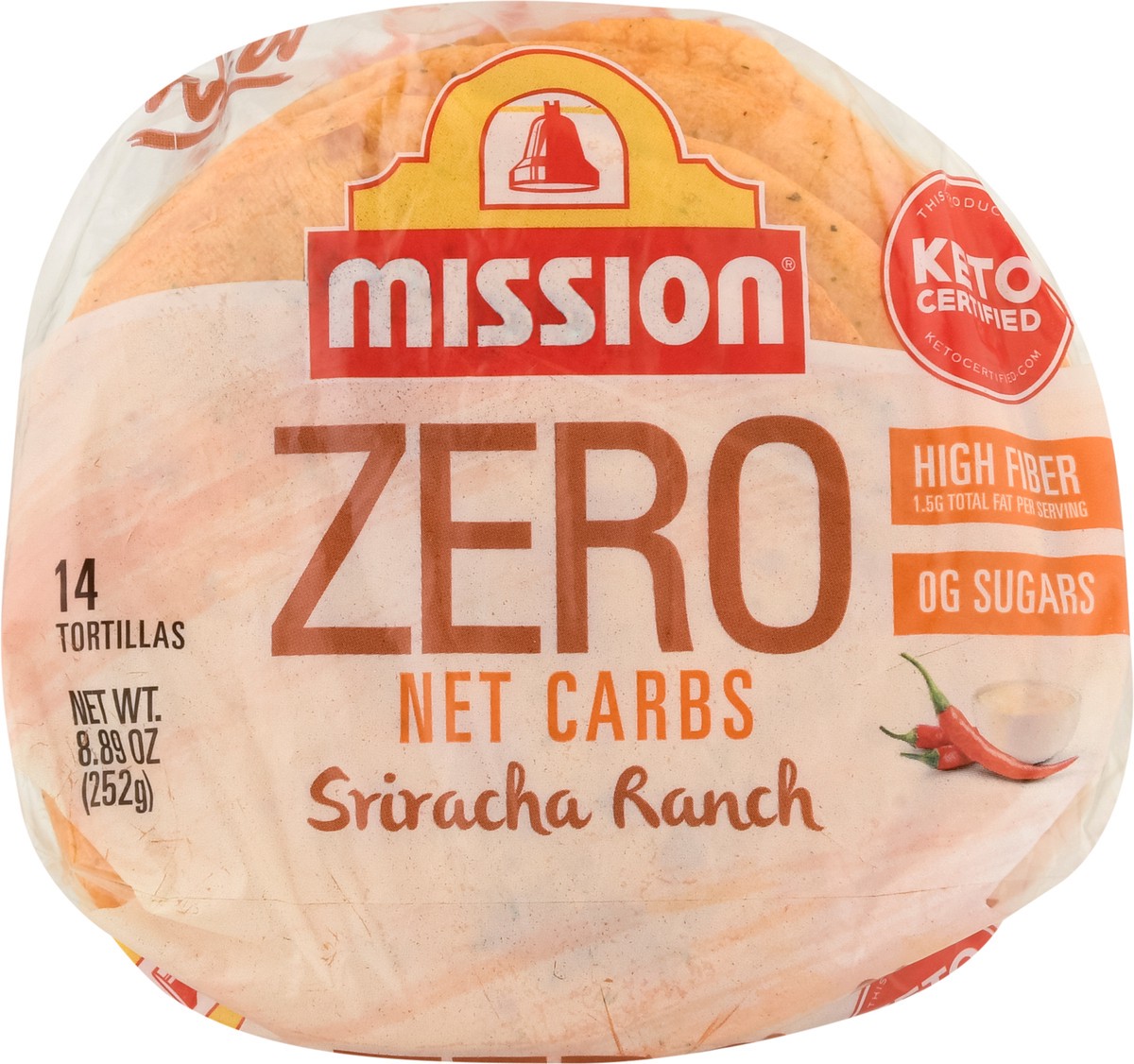 slide 9 of 14, Mission Zero Net Carbs Sriracha Ranch Tortillas 14 ea, 14 ct