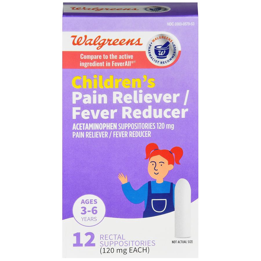 slide 1 of 5, Walgreens Children's Fever Reducer Rectal Suppositories, 12 ct