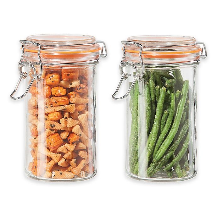 slide 1 of 1, Oggi Glass Canisters with Clamp Lid Set, 2 ct