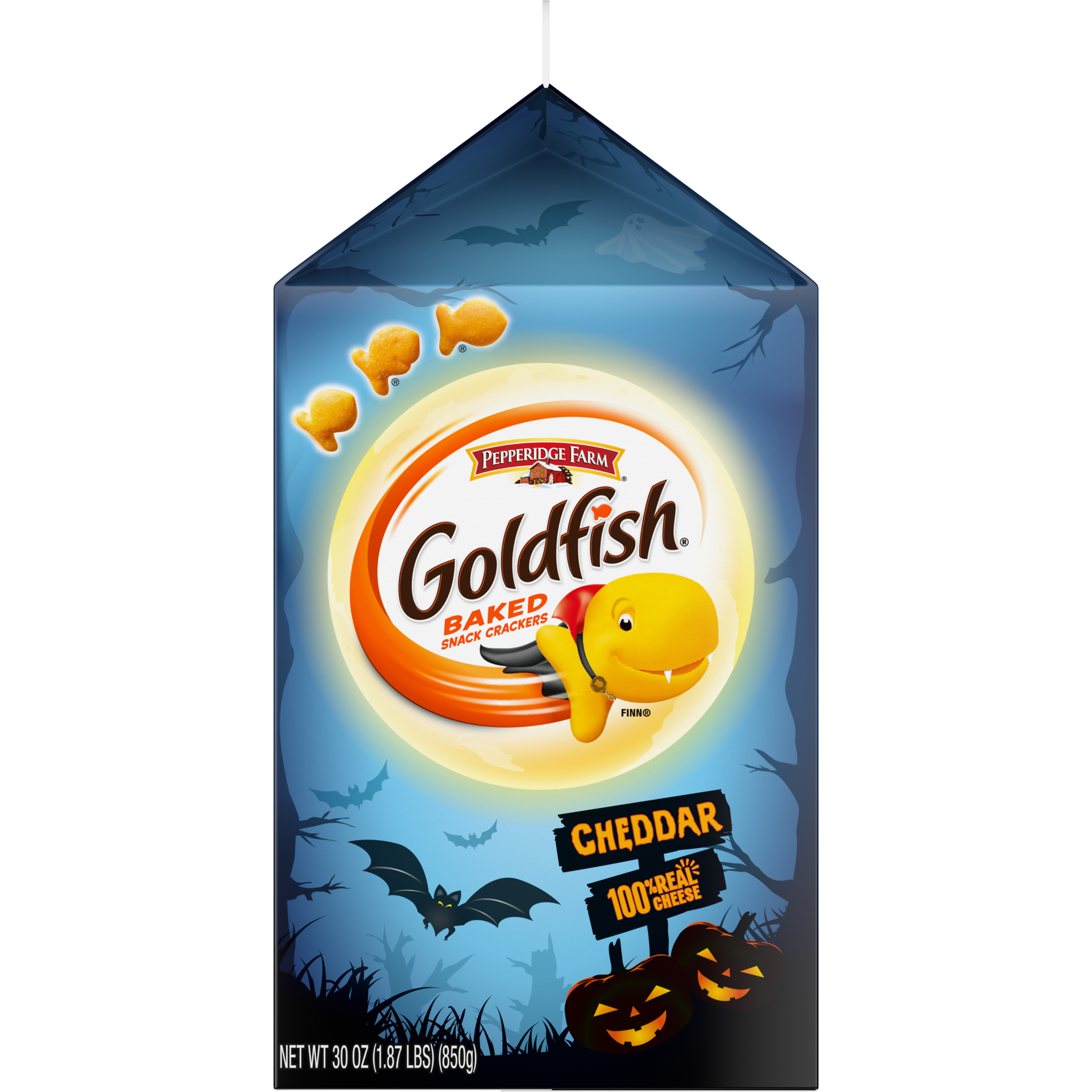 slide 3 of 5, Pepperidge Farm Goldfish Cheddar Crackers, Snack Crackers, Halloween Edition, 30 oz carton, 30 oz