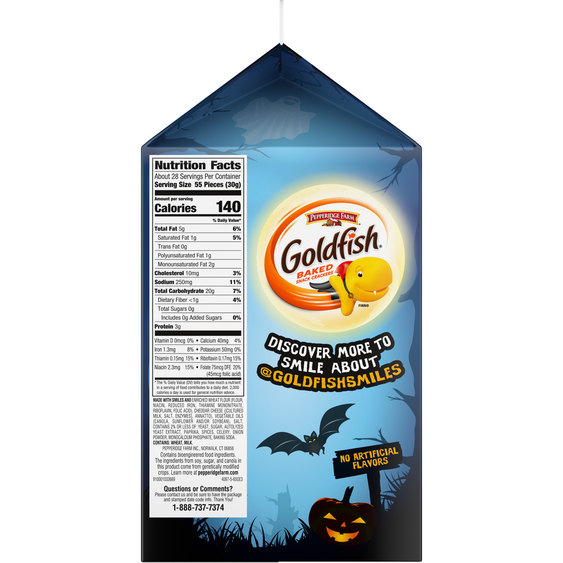 slide 2 of 5, Pepperidge Farm Goldfish Cheddar Crackers, Snack Crackers, Halloween Edition, 30 oz carton, 30 oz