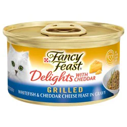 Purina Fancy Feast Gravy Wet Cat Food, Delights Grilled Whitefish & Cheddar Cheese Feast in Gravy