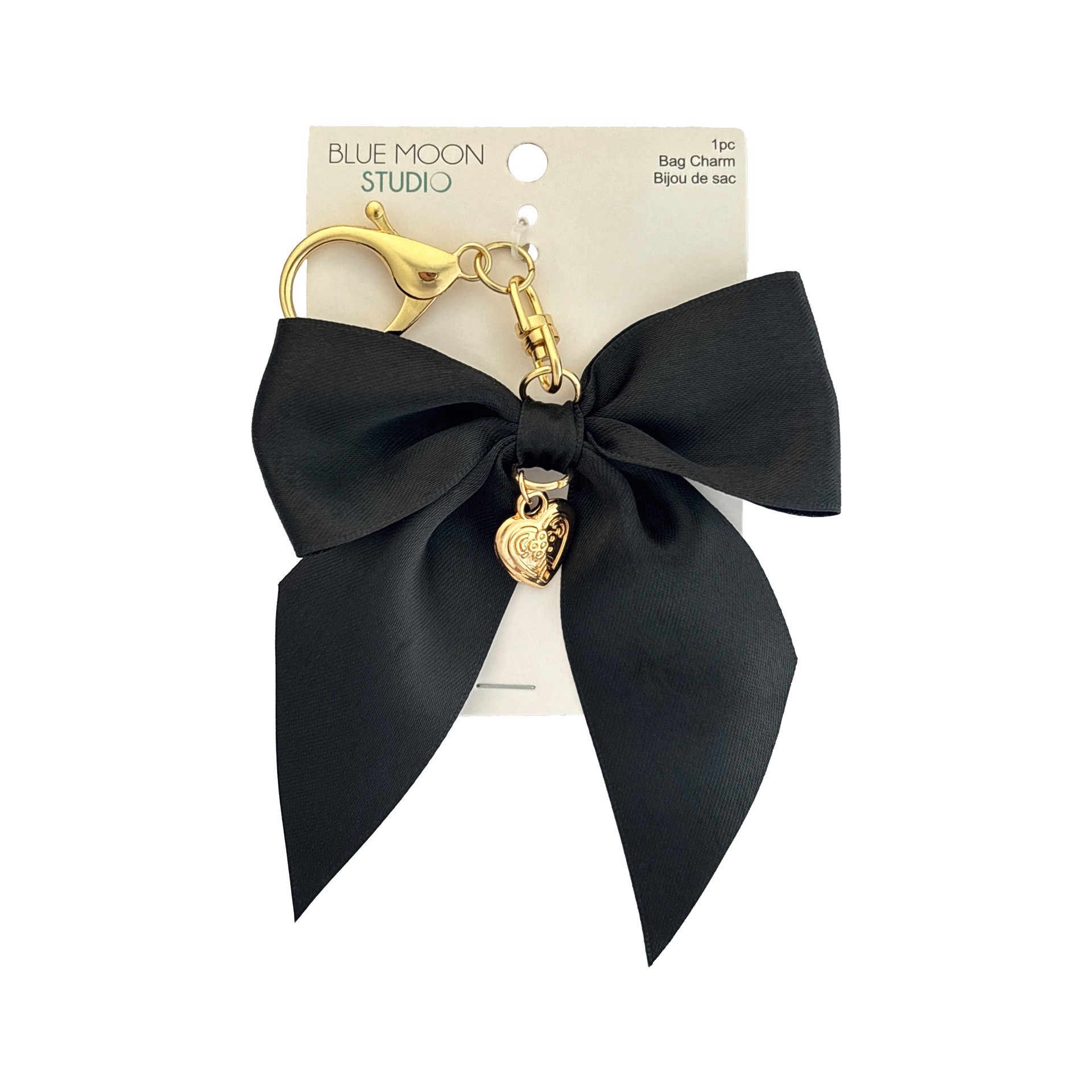 slide 3 of 3, Blue Moon Studio Black Fabric Bow Bag Charm, 5.5 in x 3.5 in x 0.1 in