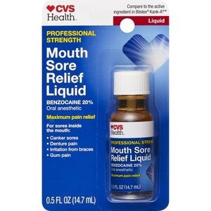 slide 1 of 1, CVS Health Instant Mouth Sore Relief Liquid, Benzocaine 20% Professional Strength Maximum Pain Relief, 1 ct