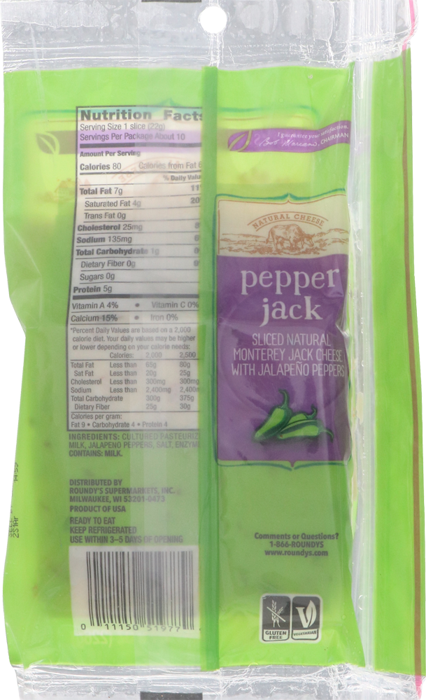 slide 3 of 4, Roundy's Pepper Jack Sliced Cheese, 8 oz