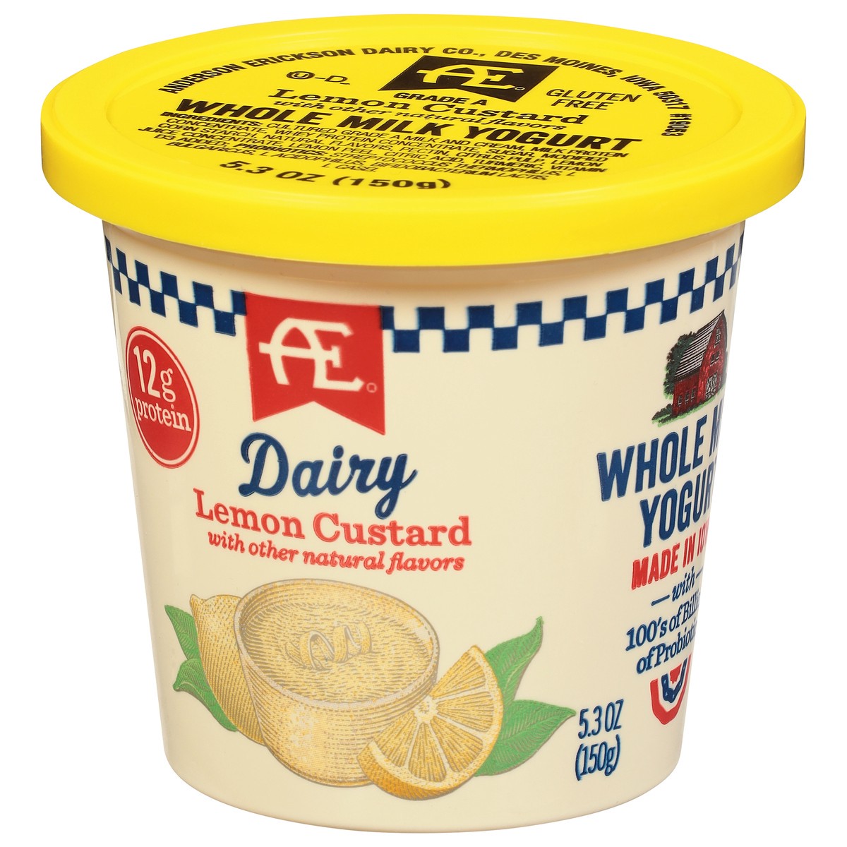 slide 3 of 9, AE Dairy Lemon Custard Whole Milk Yogurt 5.3 oz, 5.3 oz