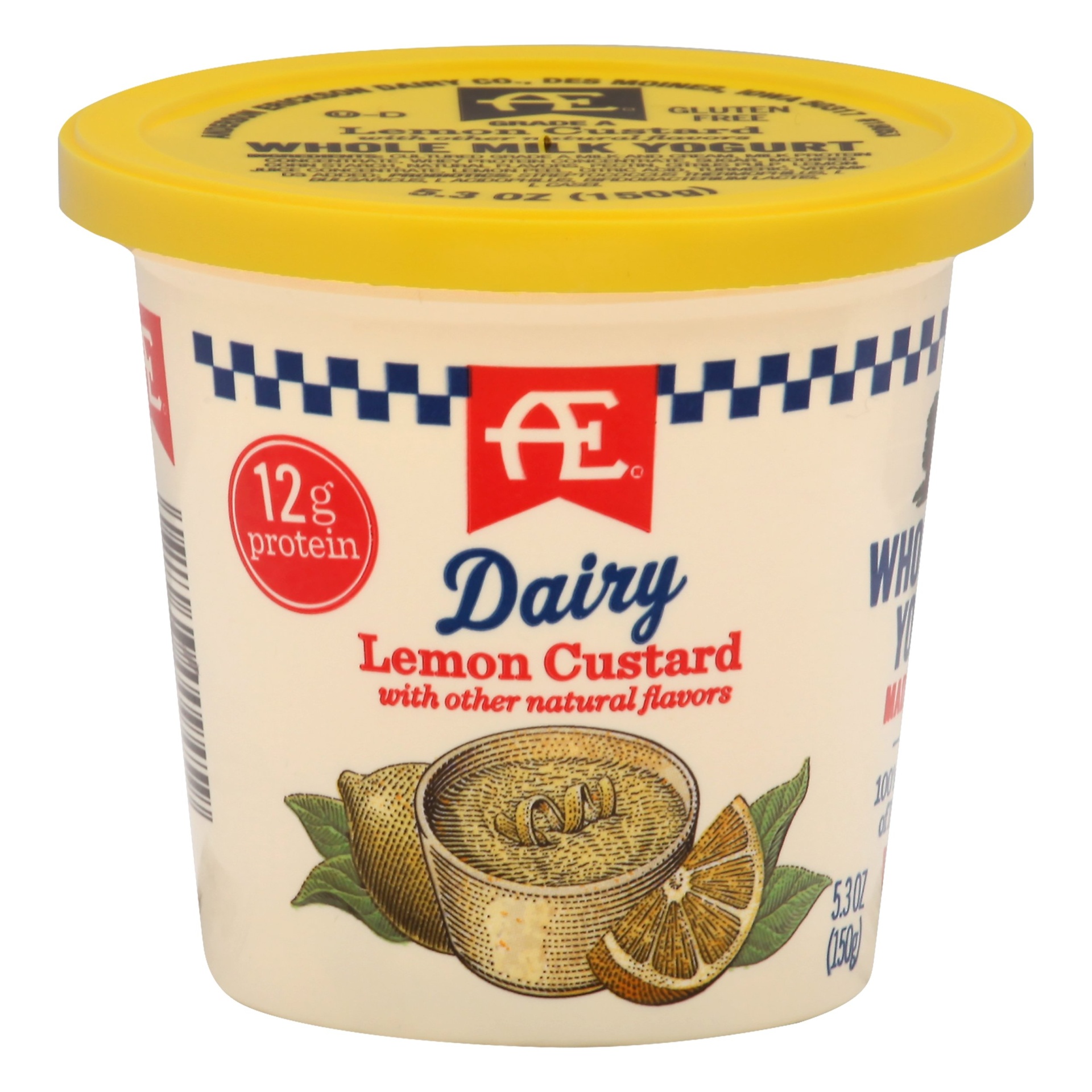 slide 1 of 1, AE Dairy Whole Milk Lemon Custard Yogurt, 5.3 oz