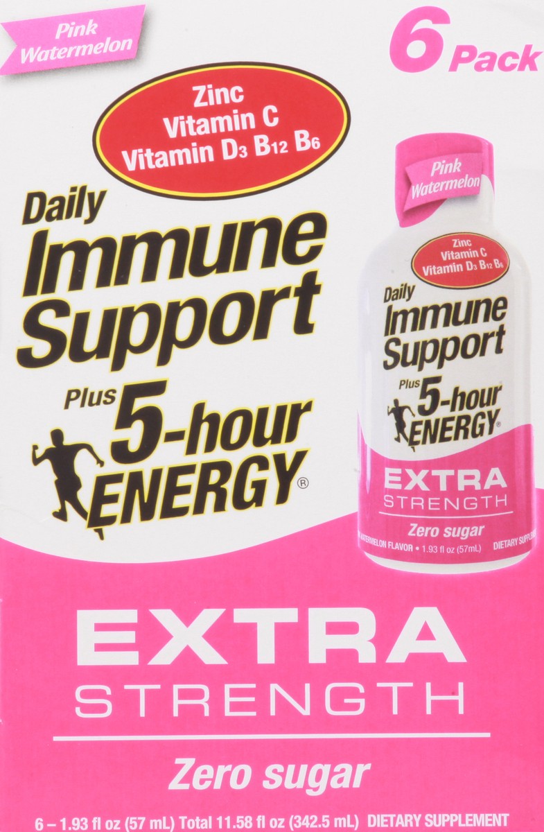slide 2 of 14, 5-Hour Energy 6 Pack Extra Strength Pink Watermelon Daily Immune Support 6 1.93 fl oz 6 ea Box, 1.93 oz
