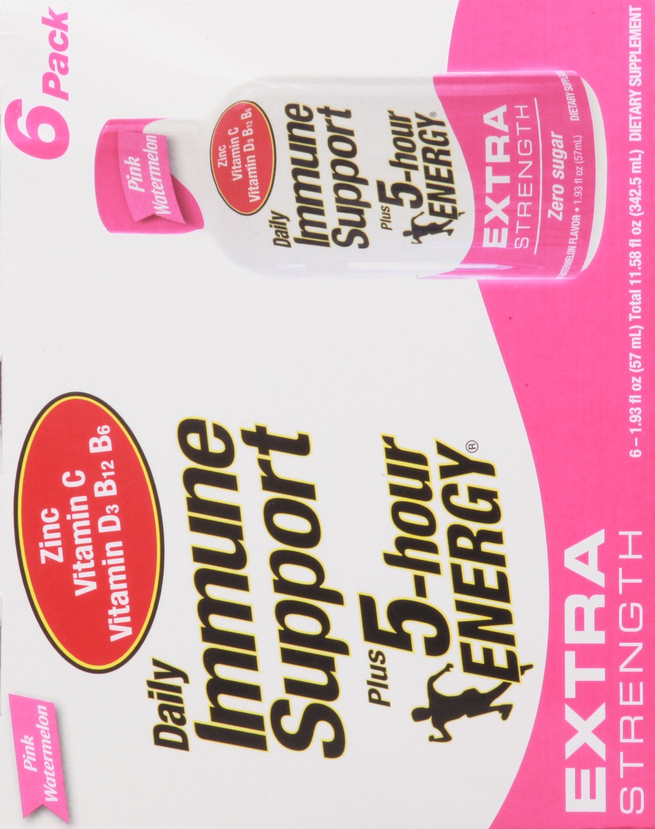 slide 3 of 14, 5-Hour Energy 6 Pack Extra Strength Pink Watermelon Daily Immune Support 6 1.93 fl oz 6 ea Box, 1.93 oz