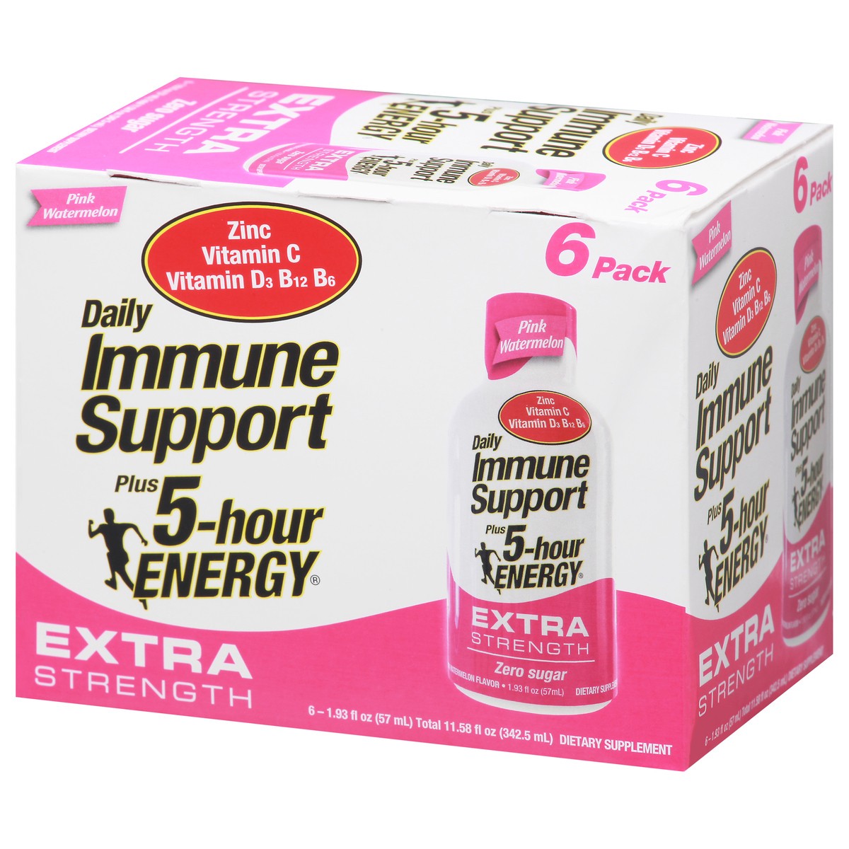 slide 13 of 14, 5-Hour Energy 6 Pack Extra Strength Pink Watermelon Daily Immune Support 6 1.93 fl oz 6 ea Box, 1.93 oz