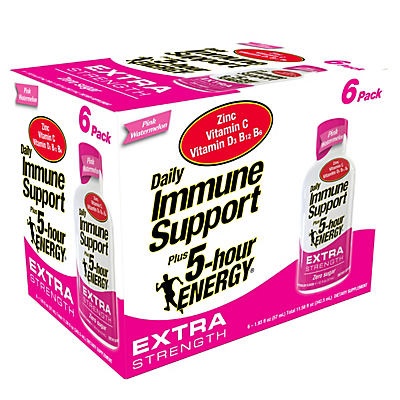slide 1 of 1, 5-hour ENERGY Daily Immune Support Extra Strength Pink Watermelon 6 pack, 1.93 oz