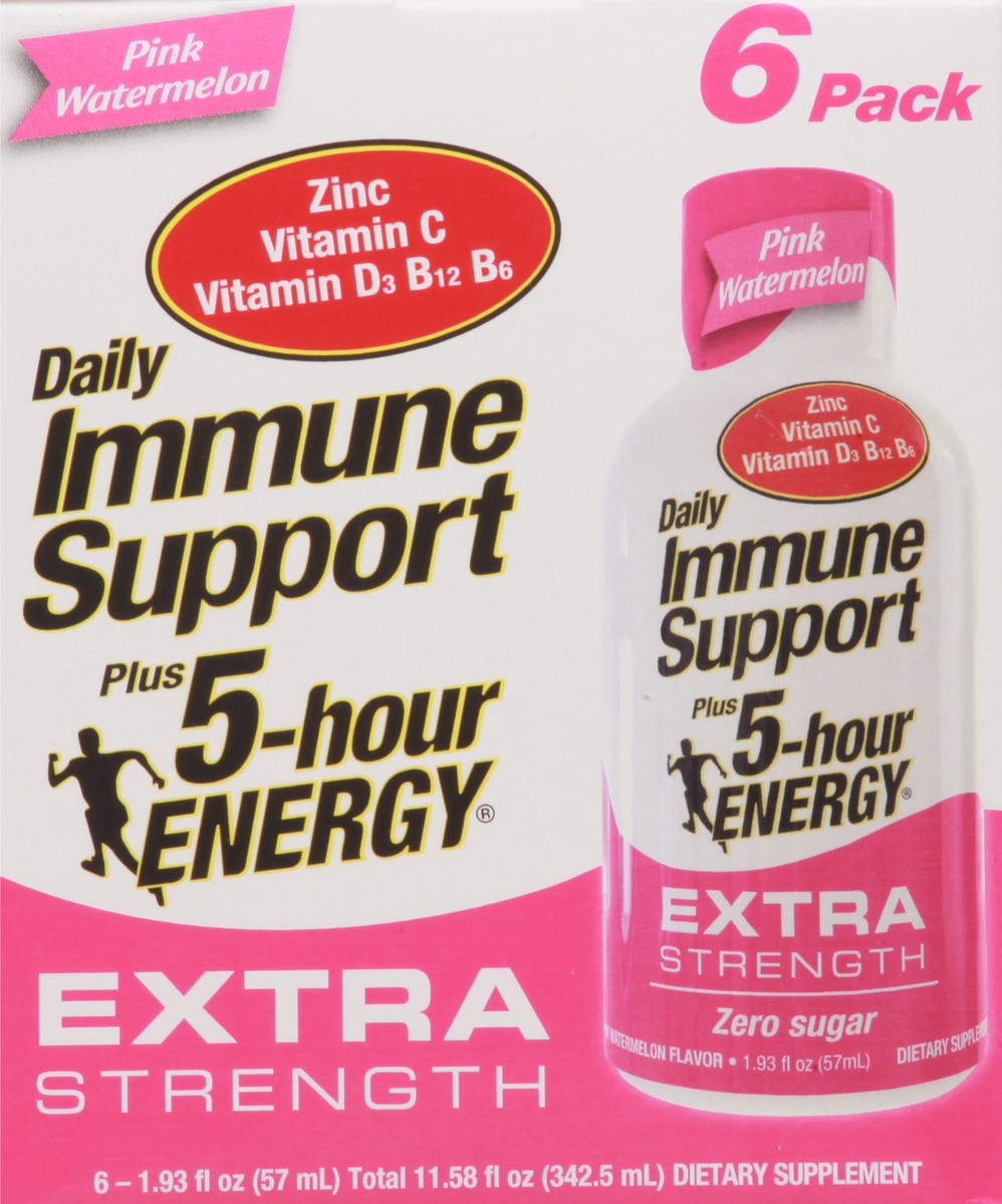 slide 4 of 14, 5-Hour Energy 6 Pack Extra Strength Pink Watermelon Daily Immune Support 6 1.93 fl oz 6 ea Box, 1.93 oz