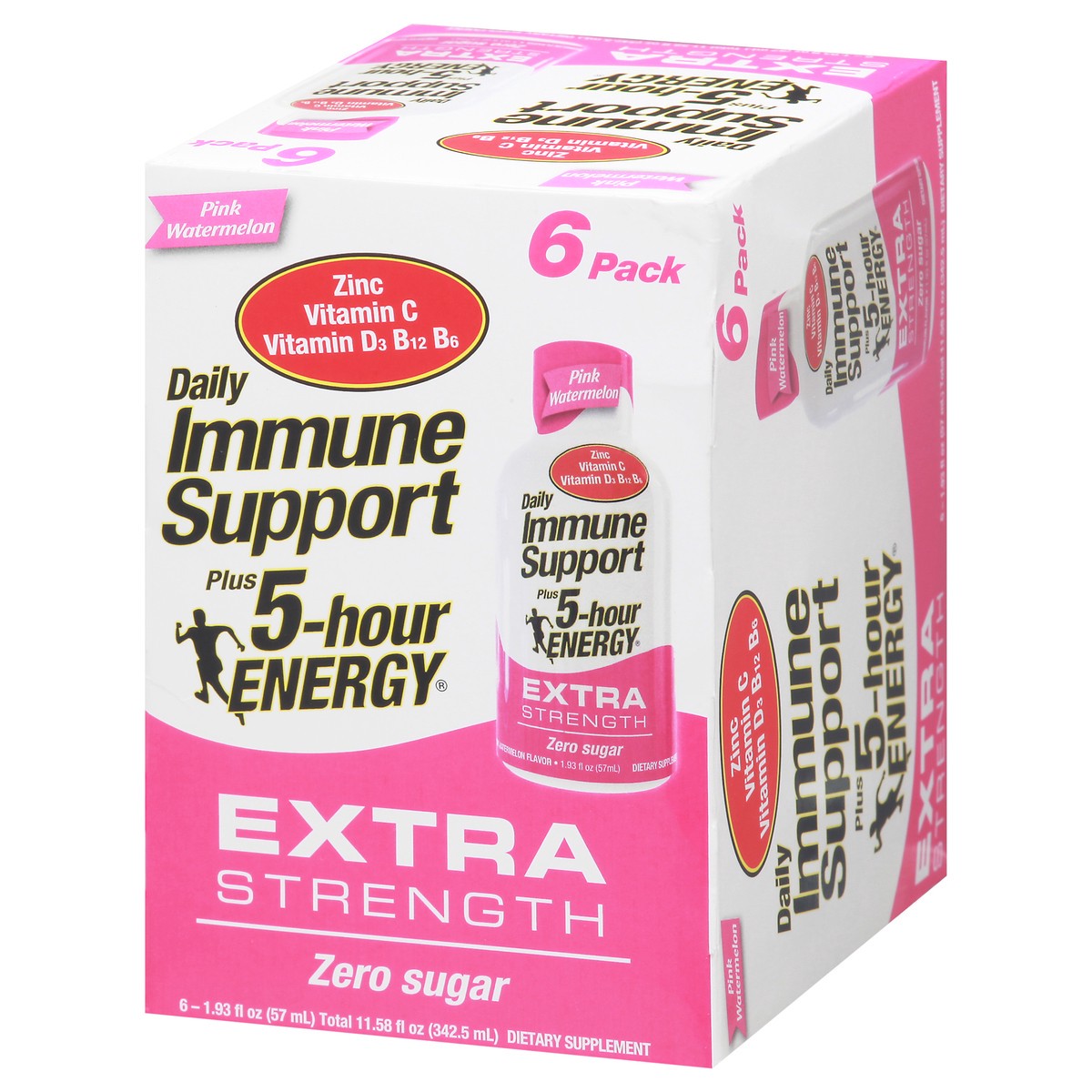 slide 10 of 14, 5-Hour Energy 6 Pack Extra Strength Pink Watermelon Daily Immune Support 6 1.93 fl oz 6 ea Box, 1.93 oz