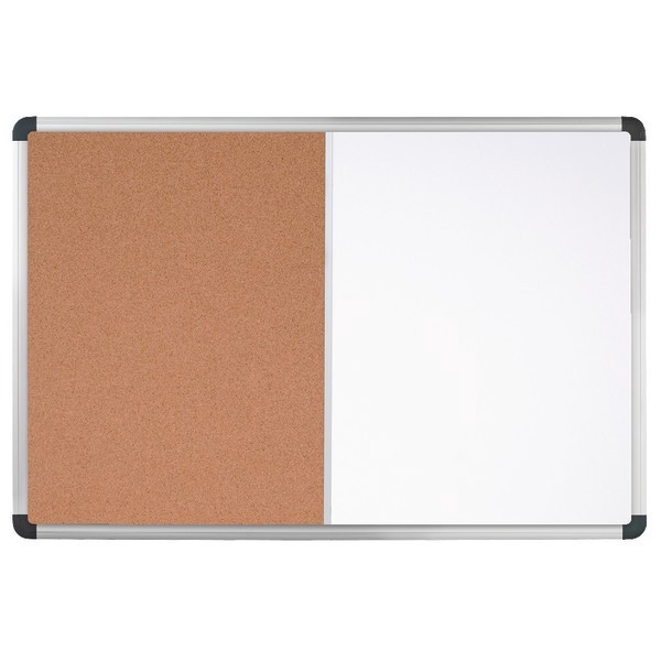 slide 1 of 3, Office Depot Brand Magnetic Dry-Erase Combo Board, Cork/Steel, 24'' X 36'', White/Natural, Aluminum Frame, 24 in