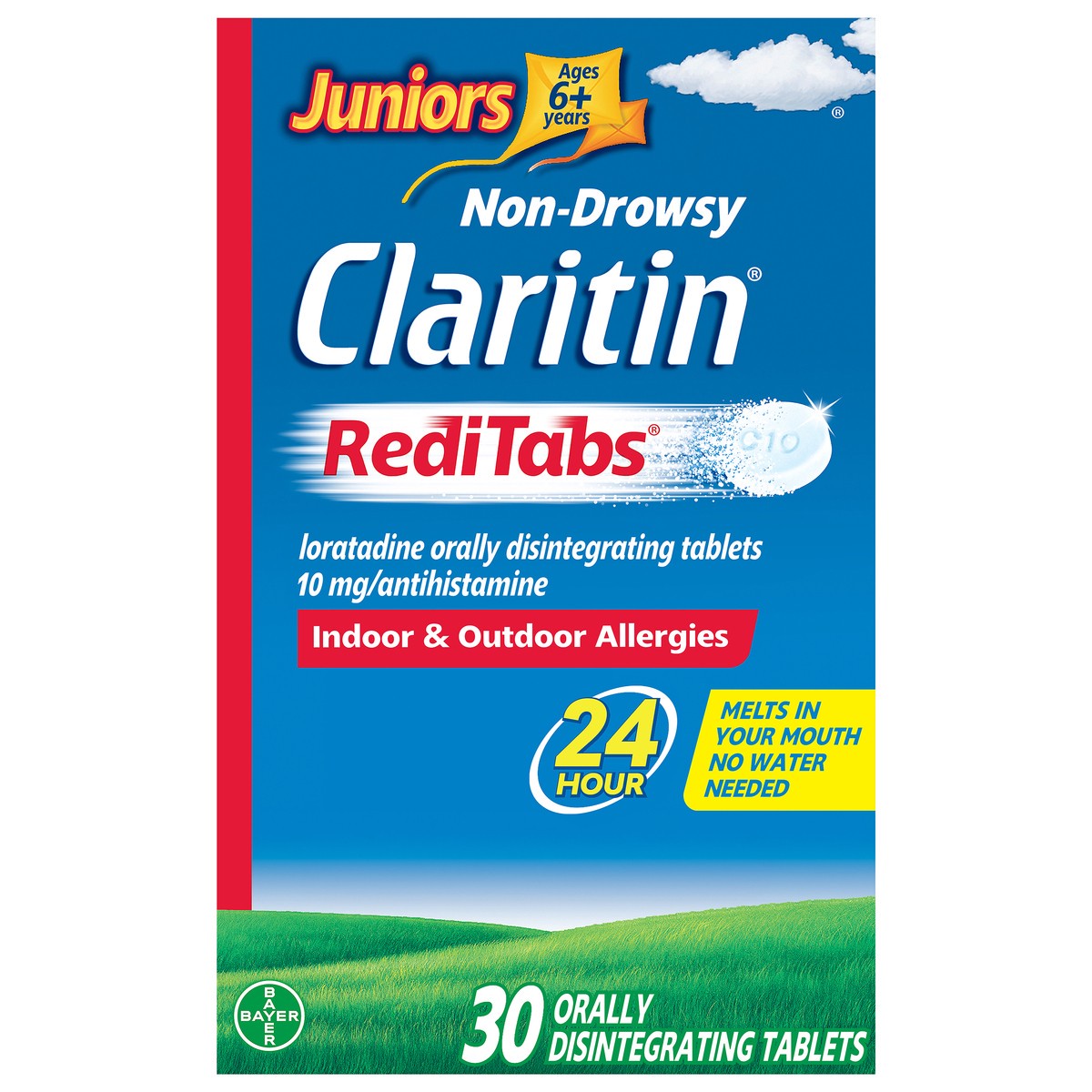 slide 1 of 11, Claritin RediTabs For Juniors & Up 10 mg Non-Drowsy Indoor & Outdoor Allergy Relief 30 Tablets, 30 ct