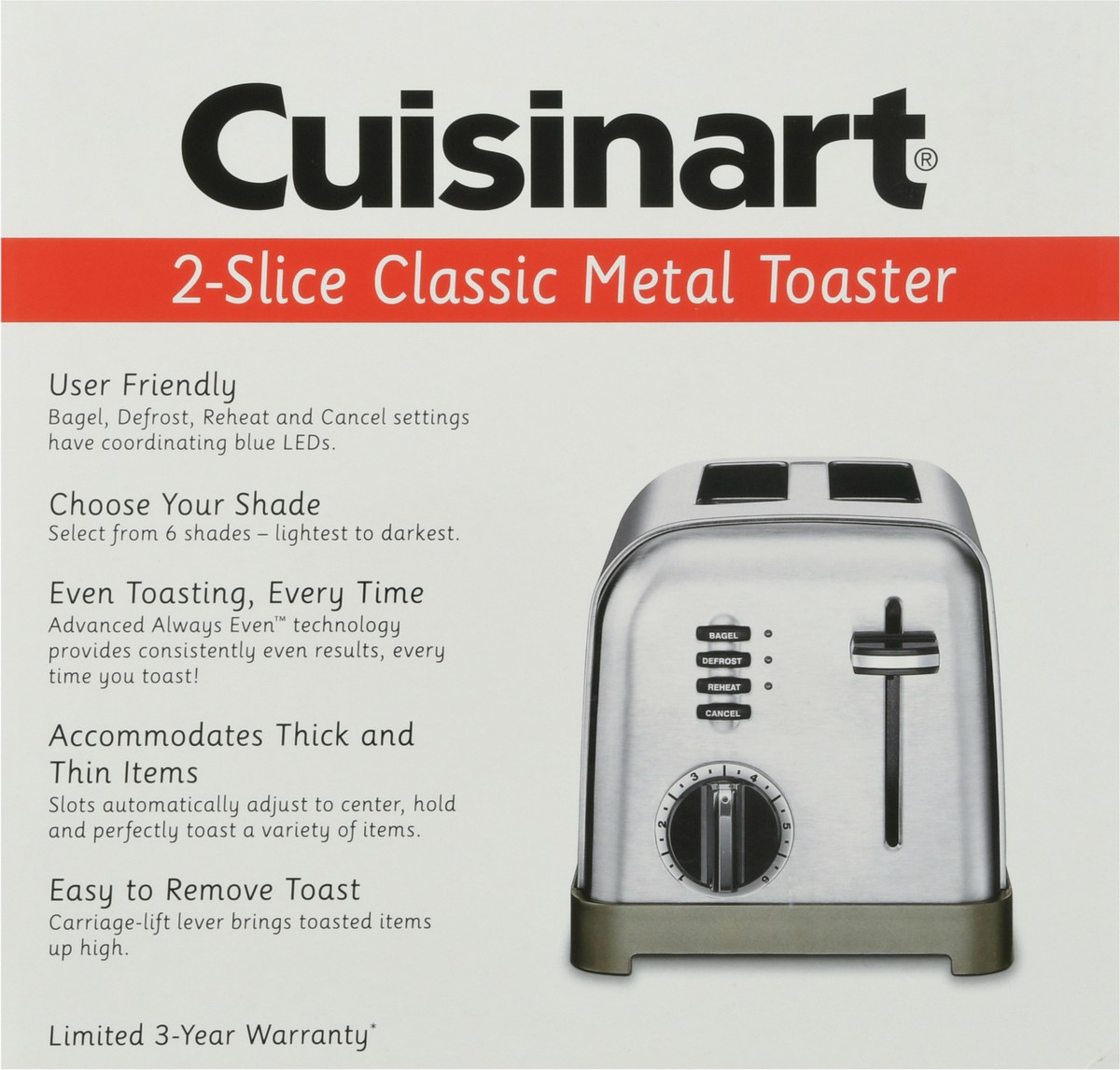 slide 6 of 7, Cuisinart Metal Classic 2-Slice Toaster, 1 ct