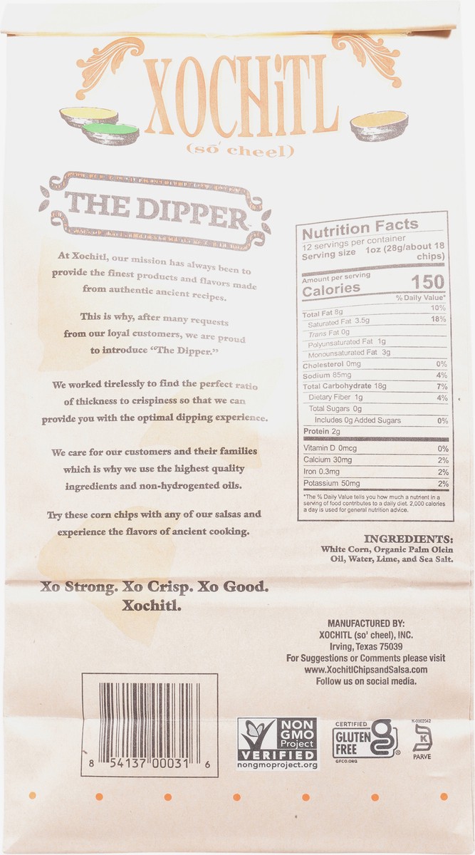 slide 2 of 9, Xochitl The Dipper Sea Salt White Corn Chips 12 oz, 12 oz