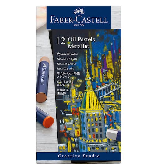 slide 1 of 7, Faber-Castell Faber Castell 12 Color Metallic Oil Pastel Set, 12 pastels