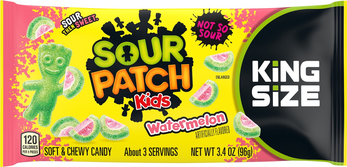 slide 4 of 9, SOUR PATCH KIDS Watermelon Soft & Chewy Candy, King Size, 3.4 oz, 3.4 oz