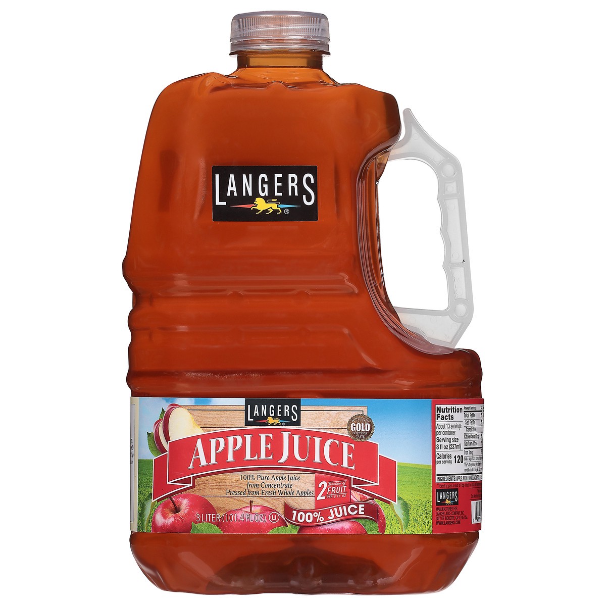 slide 1 of 1, Langers Apple 100% Juice 101.4 fl oz, 101.4 fl oz