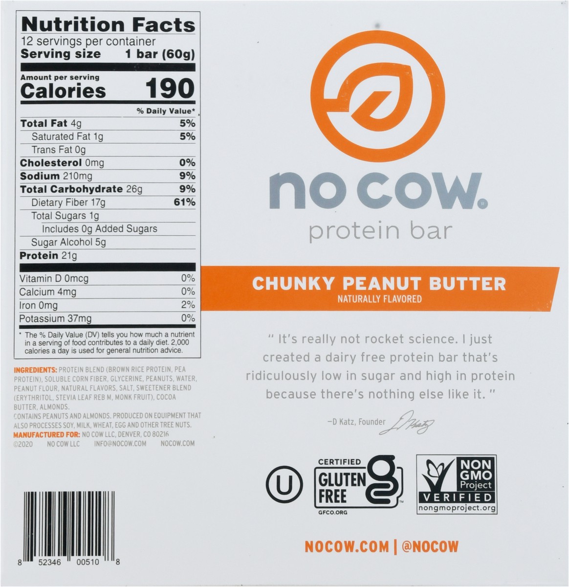 slide 3 of 14, No Cow Chunky Peanut Butter Protein Bar 12 - 2.12 oz Bars, 12 ct