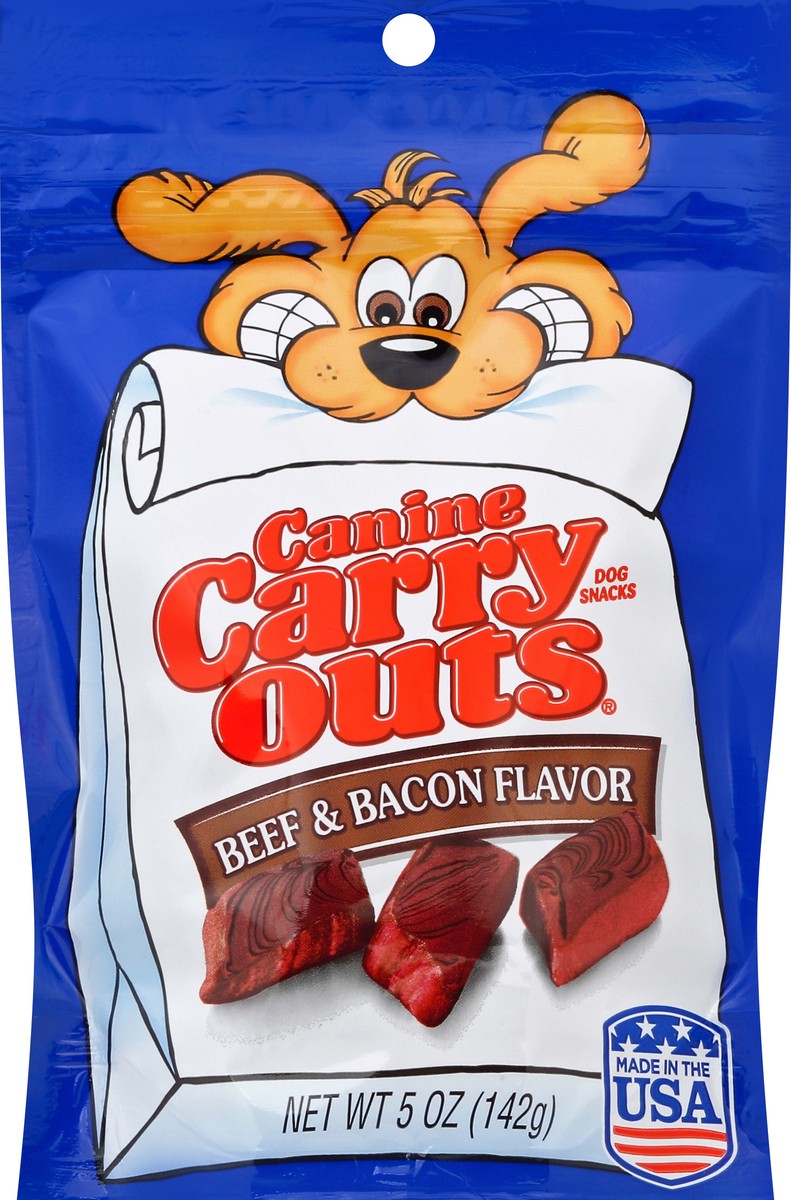 slide 4 of 7, Canine Carry Outs Beef & Bacon Flavor Chewy Snacks, 5-Ounce, 5 oz