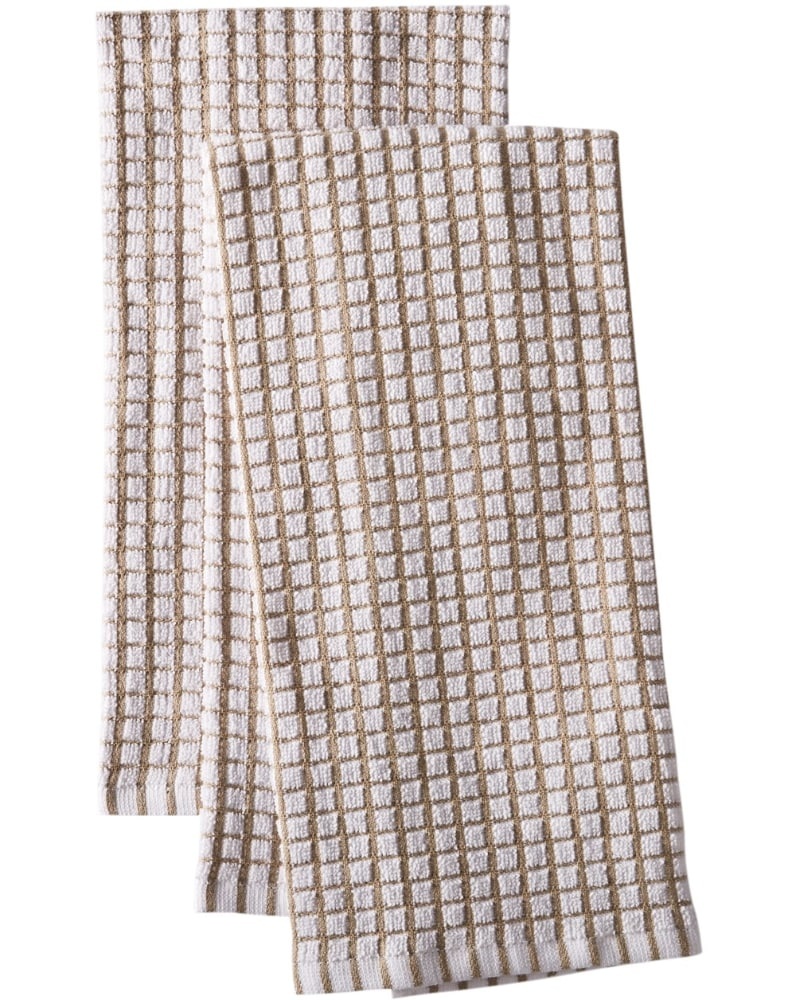 slide 1 of 1, Everyday Living Coordinate Woven Kitchen Towel Set - Light Gray/White, 2 ct