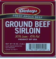 Dierbergs Dierebrgs Ground Sirloin Beef 90/10