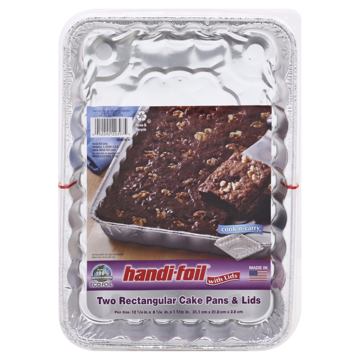 slide 1 of 1, Handi-foil Eco-Foil Rectangular Cake Pans Lids, 2 ct