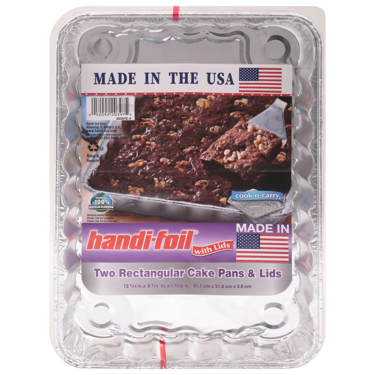 slide 1 of 9, Handi-foil Rectangular Cake Pans & Lids 2 Pans 2 ea, 2 ct