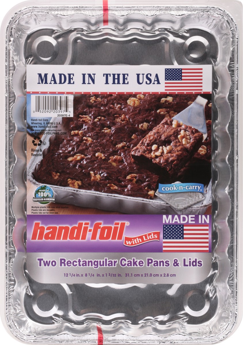 slide 9 of 9, Handi-foil Rectangular Cake Pans & Lids 2 Pans 2 ea, 2 ct
