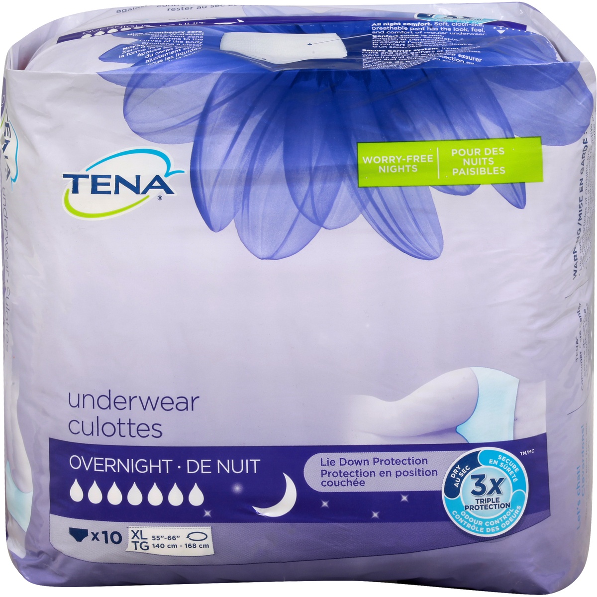 slide 1 of 1, Tena Incontinence Overnight Xlarge Underwear For Women, 12 ct