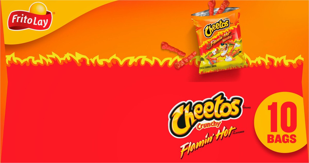 slide 9 of 13, Cheetos Cheese Flavored Snacks, Flamin' Hot Flavored, 10 Bags, 10 ct