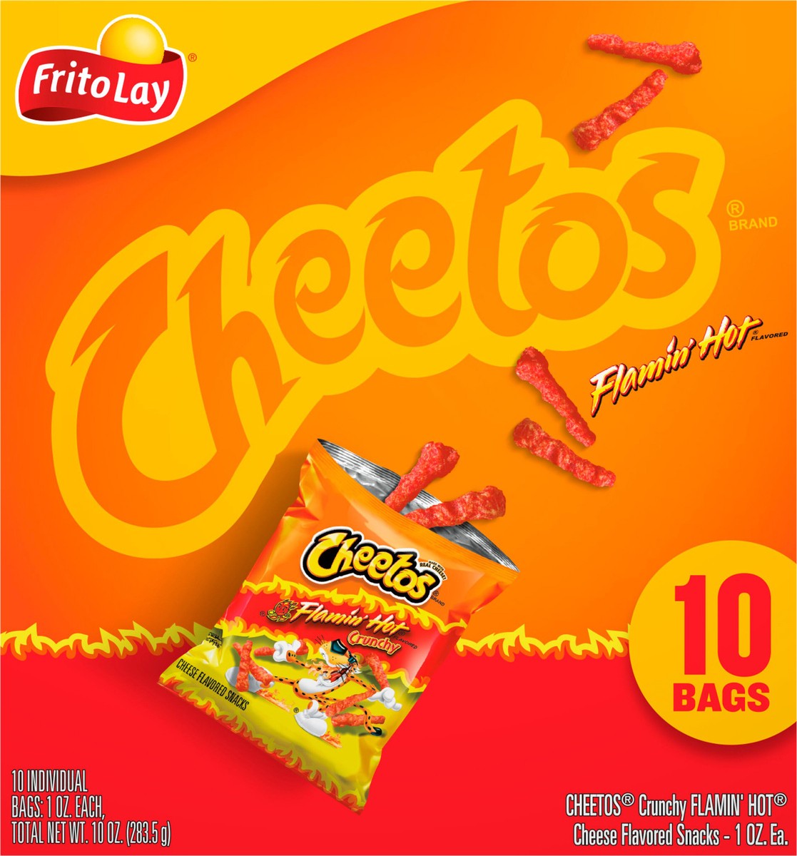 slide 8 of 13, Cheetos Cheese Flavored Snacks, Flamin' Hot Flavored, 10 Bags, 10 ct