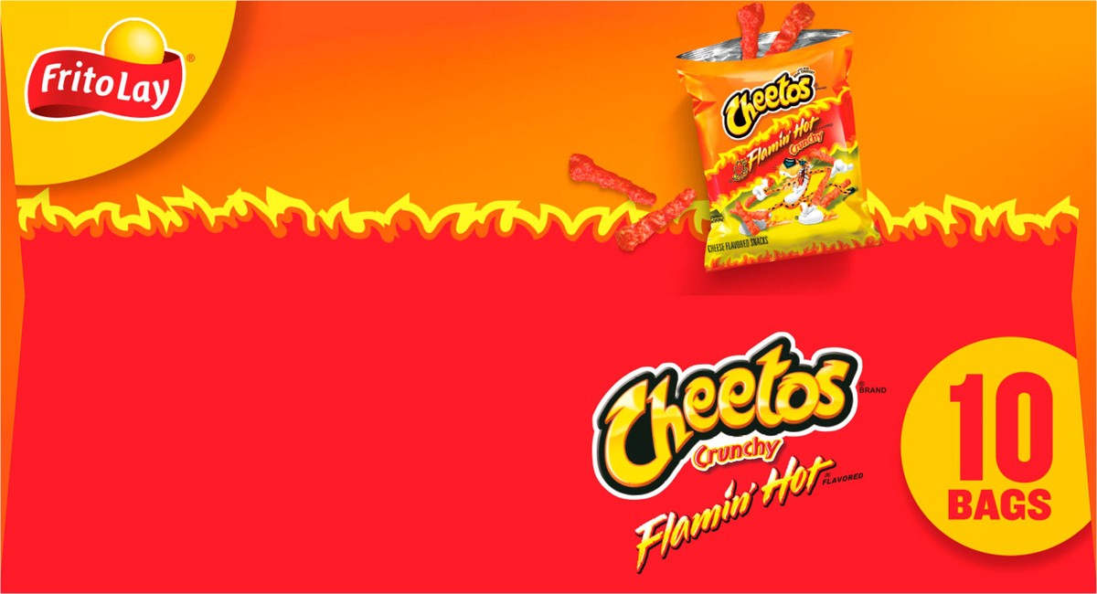 slide 11 of 13, Cheetos Cheese Flavored Snacks, Flamin' Hot Flavored, 10 Bags, 10 ct