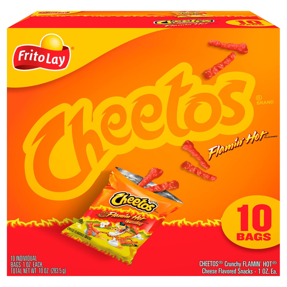 slide 3 of 13, Cheetos Cheese Flavored Snacks, Flamin' Hot Flavored, 10 Bags, 10 ct
