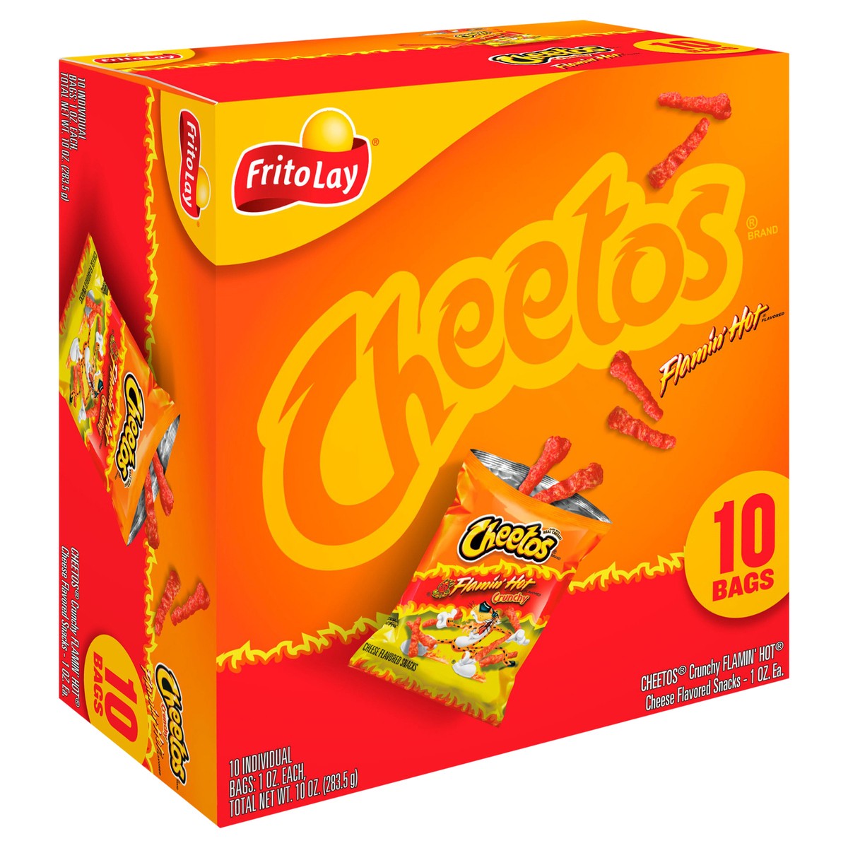 slide 4 of 13, Cheetos Cheese Flavored Snacks, Flamin' Hot Flavored, 10 Bags, 10 ct