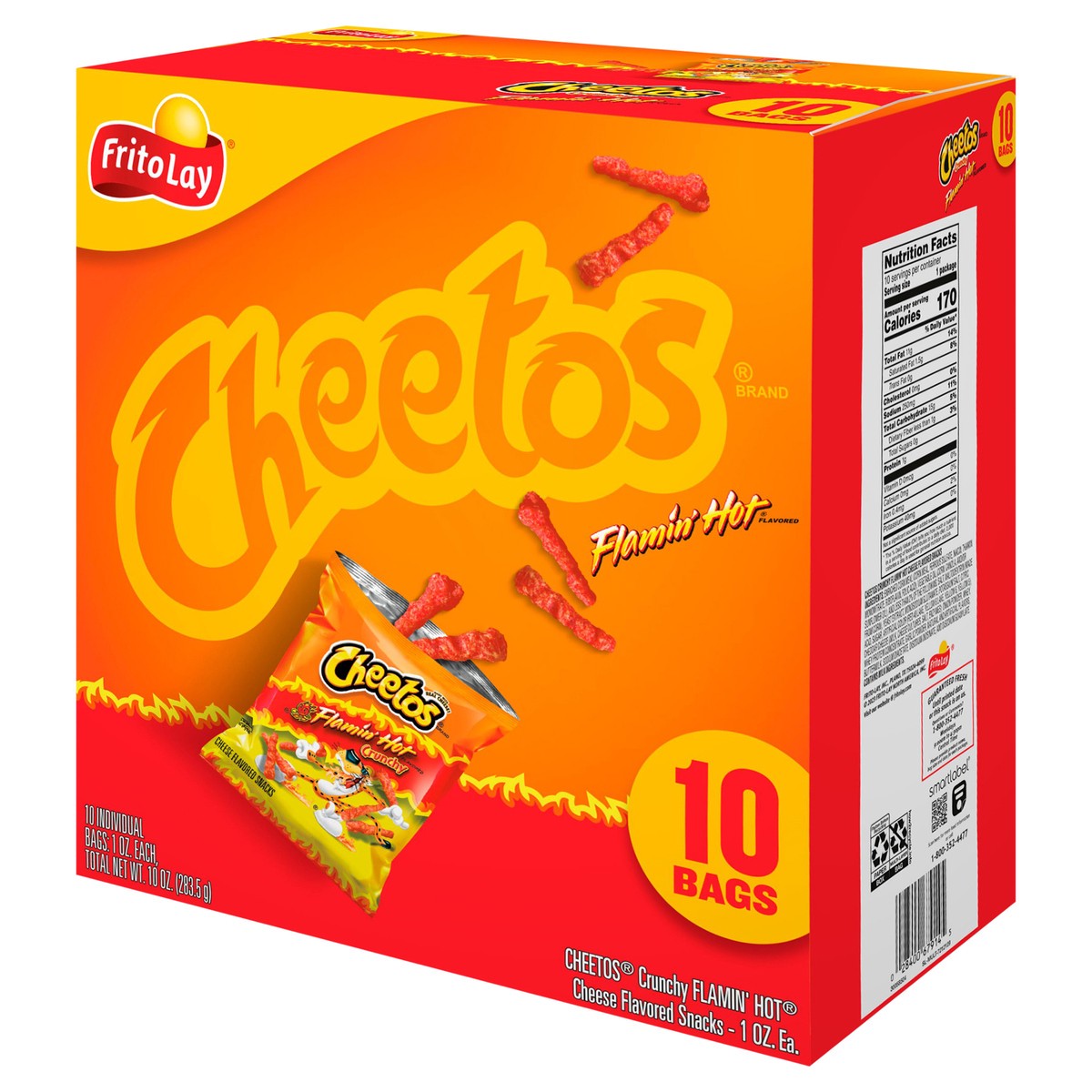 slide 10 of 13, Cheetos Cheese Flavored Snacks, Flamin' Hot Flavored, 10 Bags, 10 ct