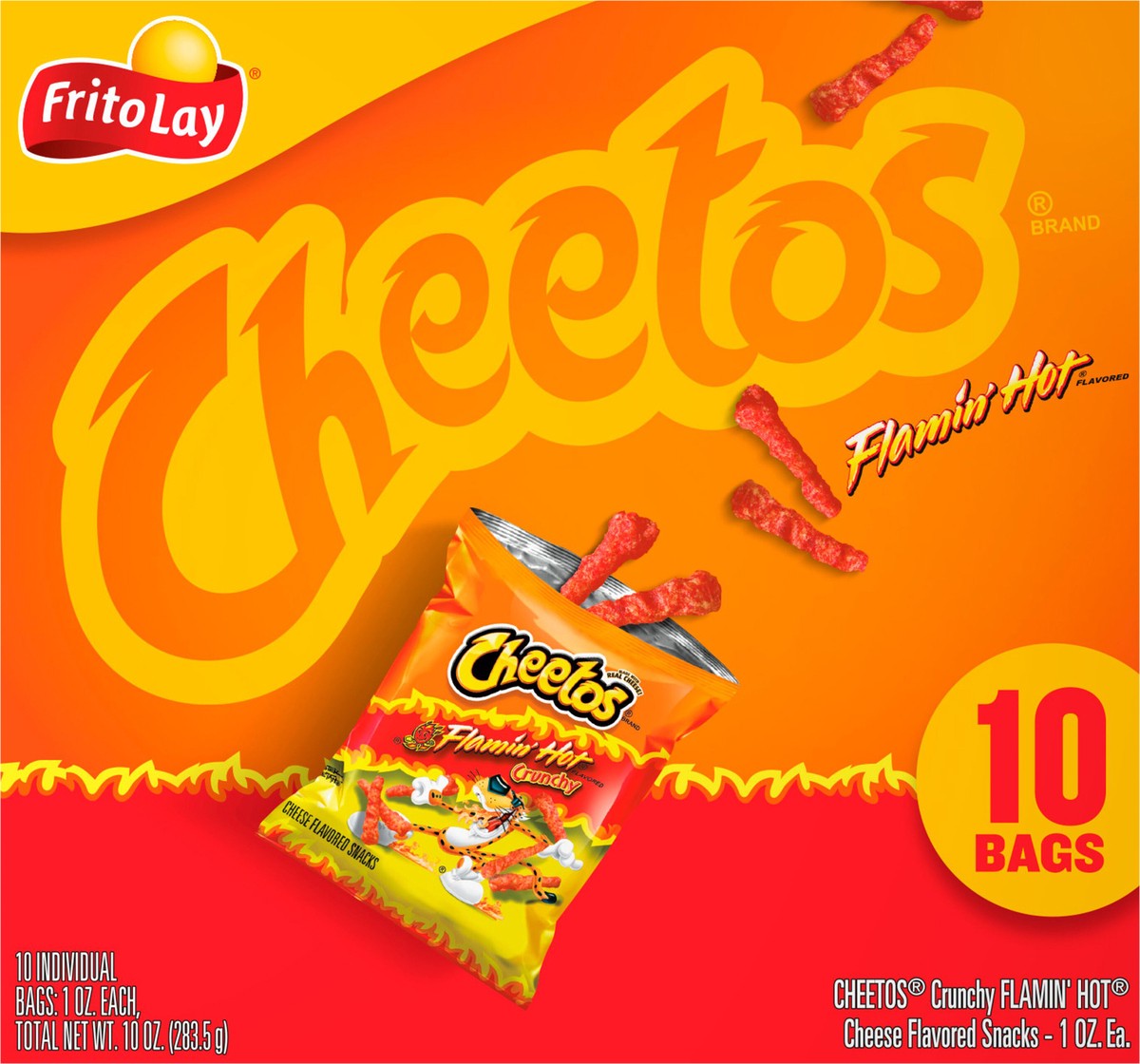 slide 5 of 13, Cheetos Cheese Flavored Snacks, Flamin' Hot Flavored, 10 Bags, 10 ct