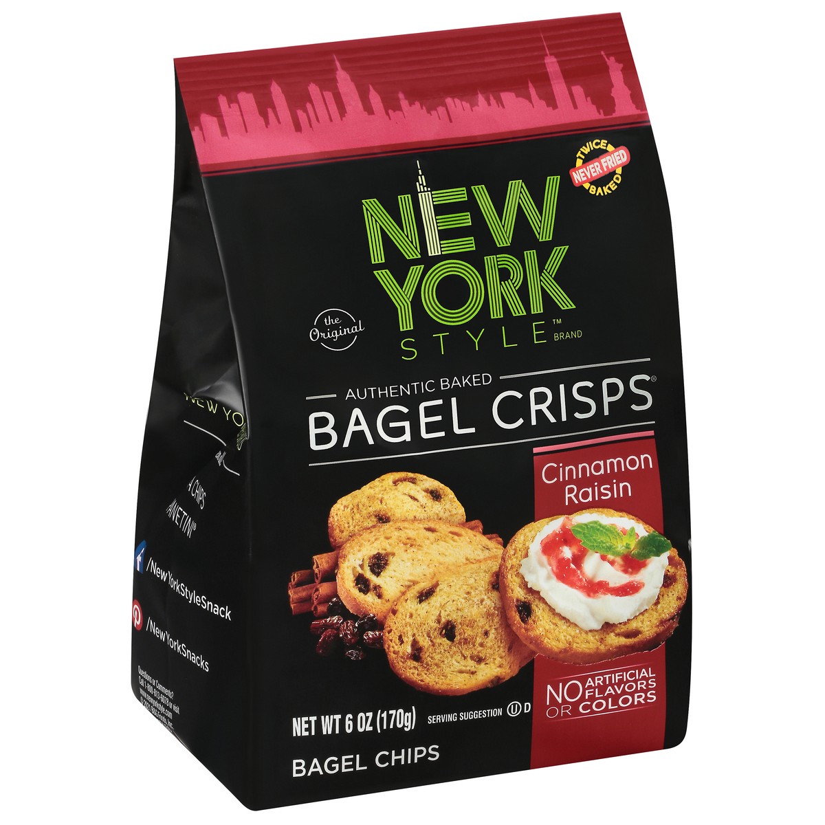 slide 2 of 9, New York Style Authentic Baked Cinnamon Raisin Bagel Crisps 6 oz, 6 oz
