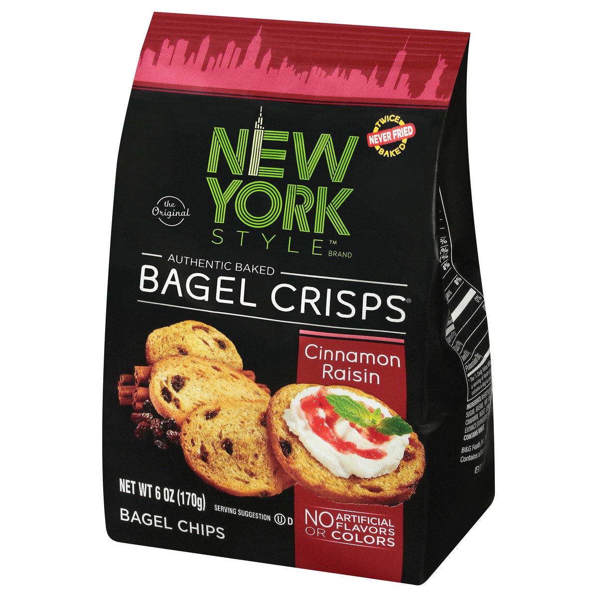 slide 3 of 9, New York Style Authentic Baked Cinnamon Raisin Bagel Crisps 6 oz, 6 oz