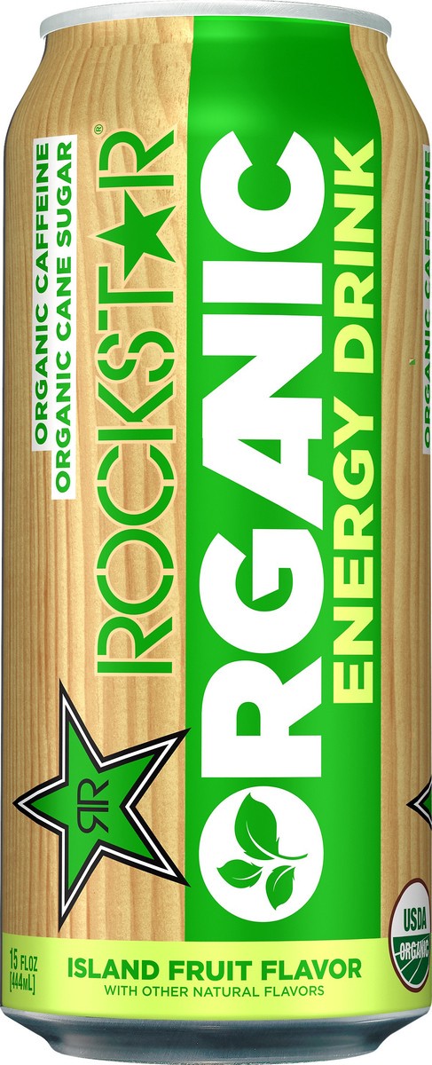 slide 2 of 5, Rockstar Organic Energy Drink Island Fruit Flavor 15 Fl Oz, 15 oz