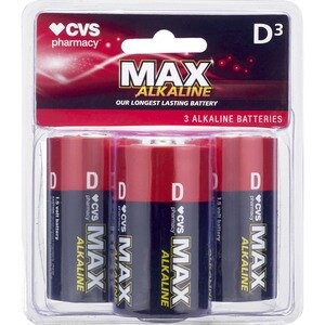 slide 1 of 1, CVS Health Cvs Max Alkaline Battery D, 3Ct, 3 ct