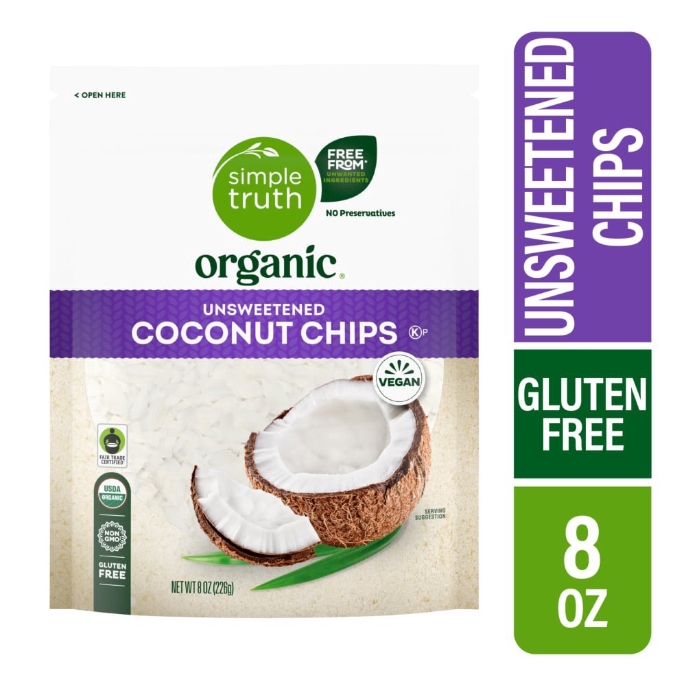 slide 2 of 2, Simple Truth Organic Unsweetened Coconut Chips, 8 oz