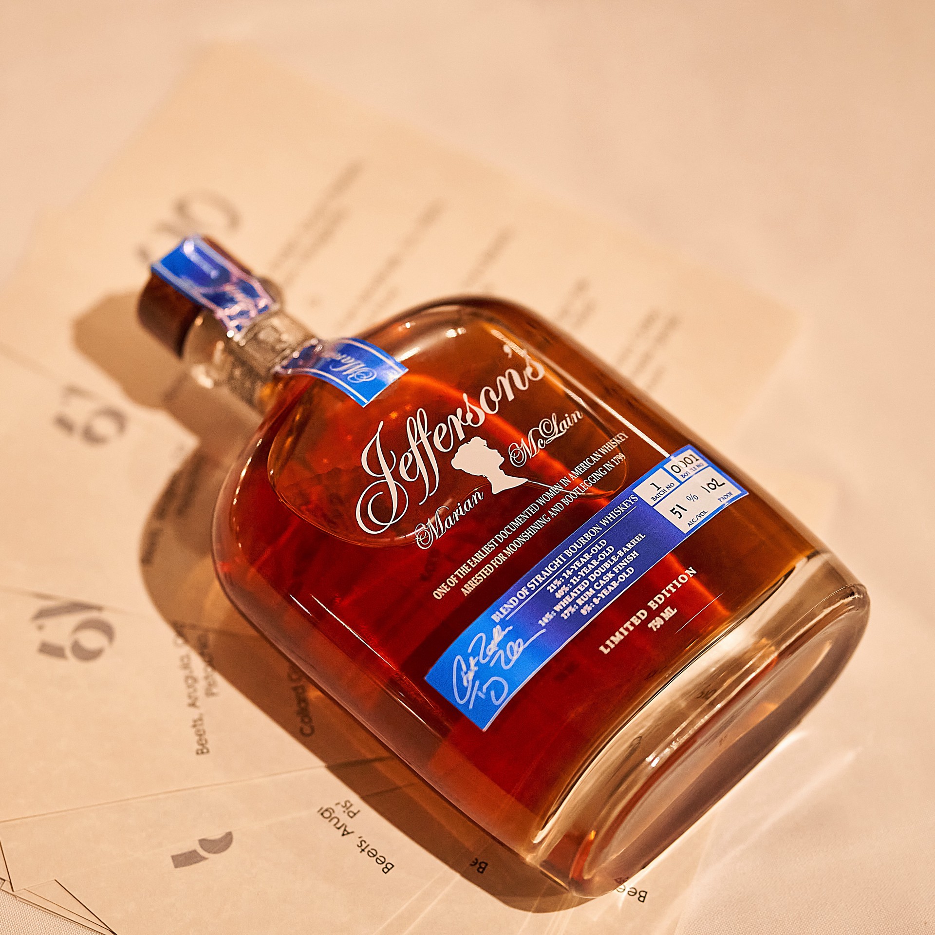 slide 3 of 4, Jeffersons Jefferson's Marian McLain Blended Bourbon Whiskey 750mL, 102 Proof, 750 ml