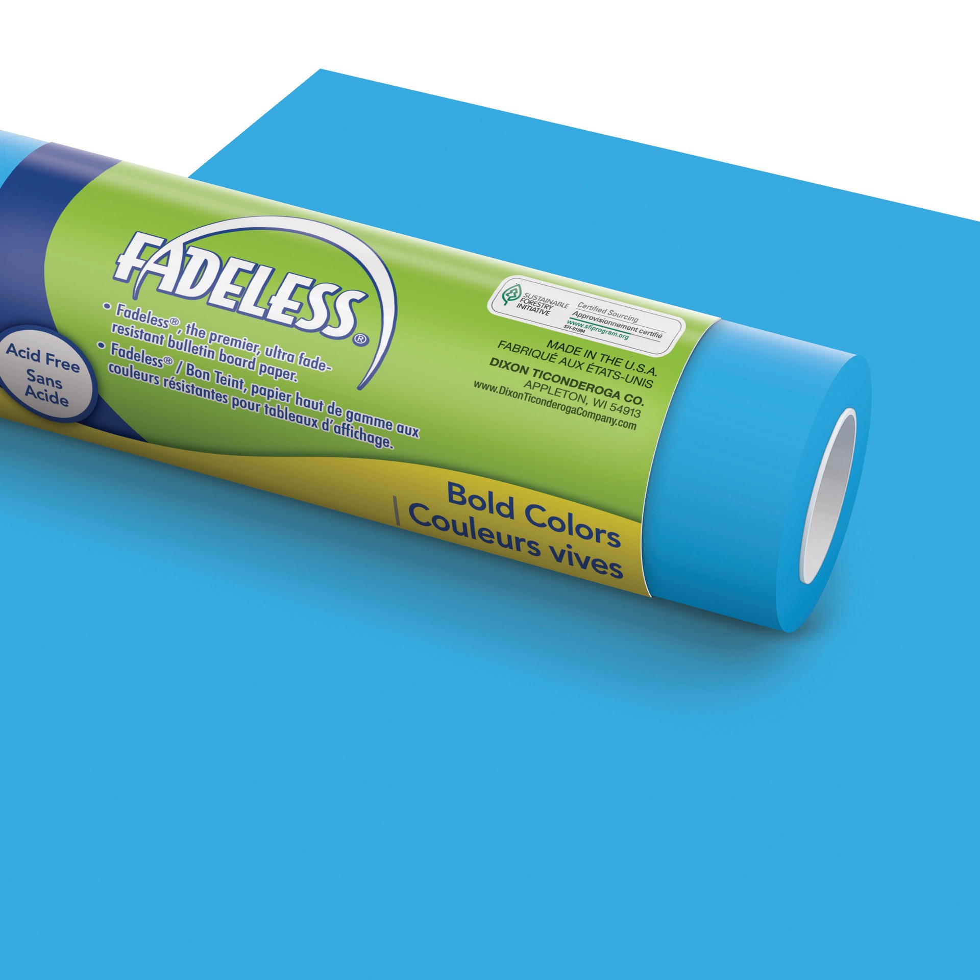 slide 1 of 1, Fadeless Bulletin Board Paper, Fade-Resistant Paper for Classroom Decor, 48â x 12â, Brite Blue, 1 Roll, Brite Blue, 47.25" x 12', 1 Roll, 1 pc